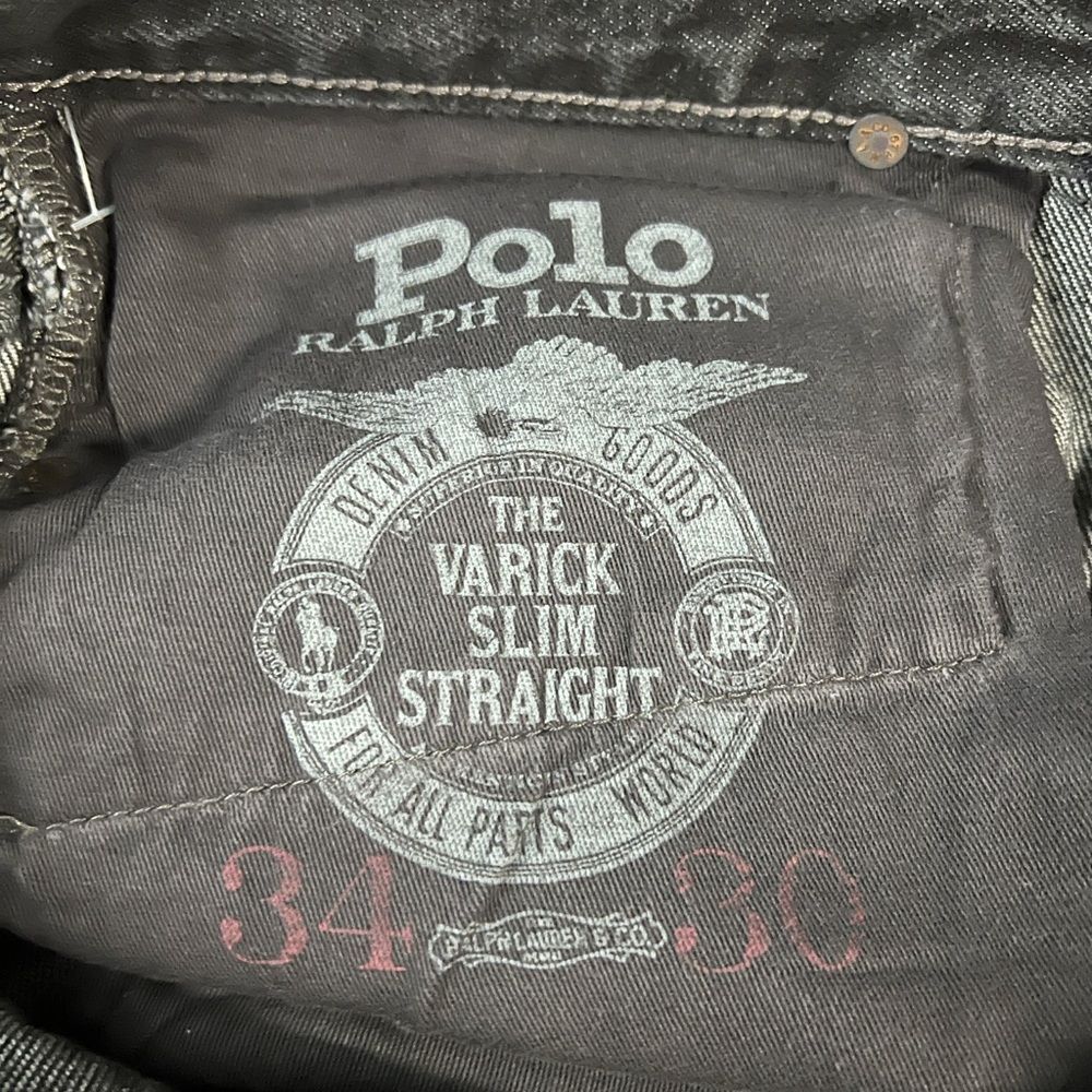 Polo by Ralph Lauren Black Straight Jeans with Distressed Design NEW. - Picture 3 of 7